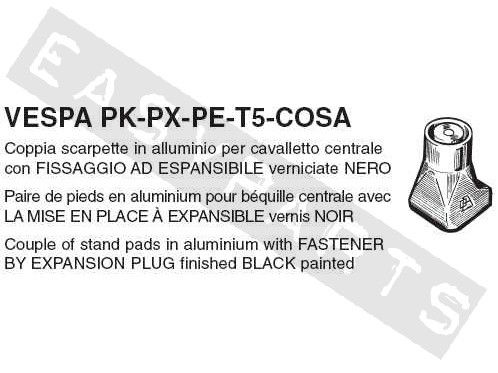 Doppenset Zwart Aluminium BUZZETT voor Middenstandaards Vespa